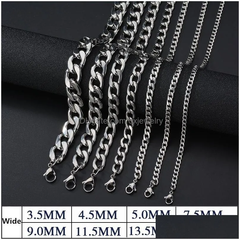 Chains 316L Stainless Steel Hip Hop Sier 18K Gold Fashion Big Thick Wide Men039S Nk Link Chain Cuba Punk Gothic Necklace Jewelry M4360 Dhu04