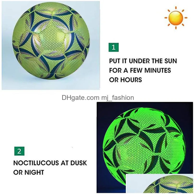 Balls Balls Style Glowing Football Reflective Nightlight Size 4 5 Pu Non Slip Ball Adt And Childrens Training 230520 Drop Delivery Spo Dhhwd