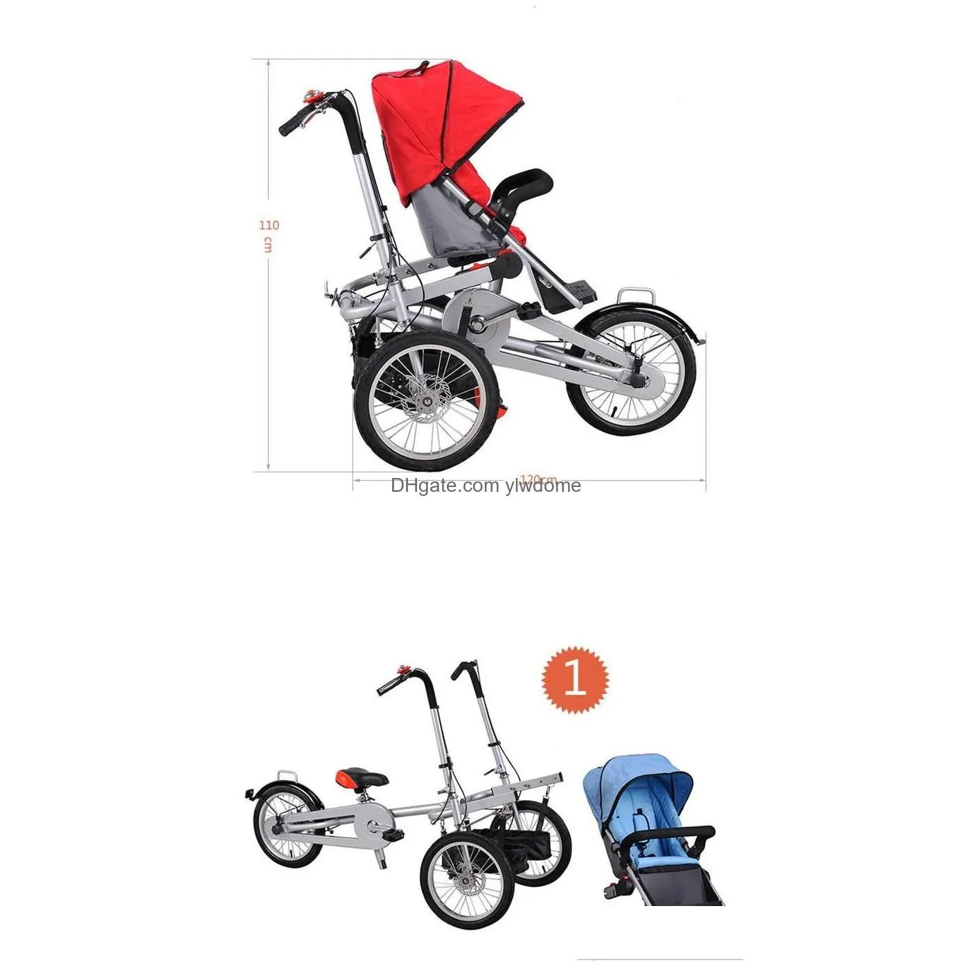 Strollers# Strollers Parentchild Tricycle Baby Carriage Carrier Stroller Versatile Folding Mother And Child Children Bicycle Drop Deli Dhtk8