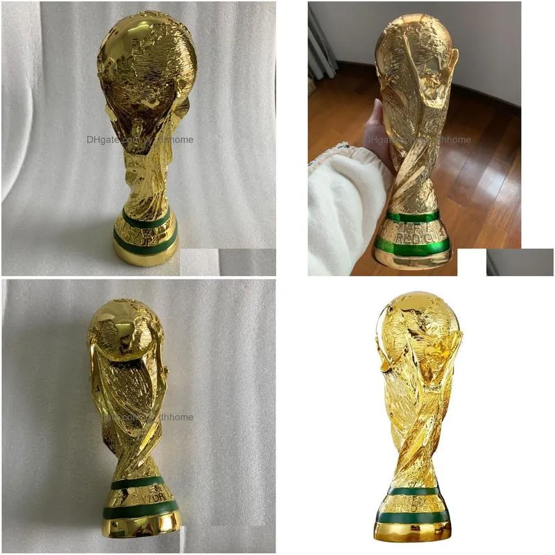 big size golden color world cup football champion souvenir mascot 35cm height world cup toy 210318