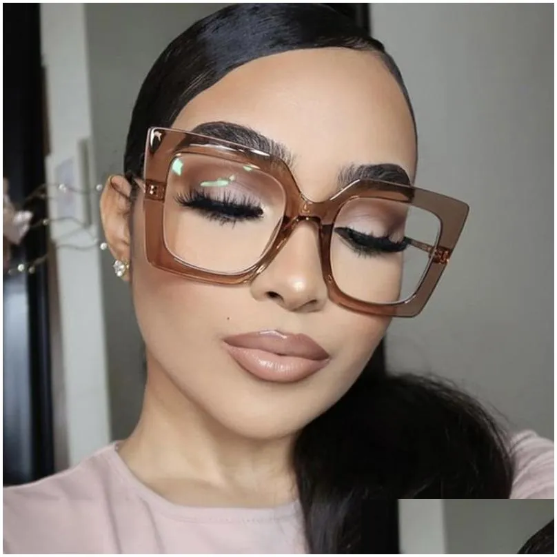 2023 oversized square glasses frame fashion retro sunglasses anti blue light women vintage designer clear big eyeglasses frames sg618