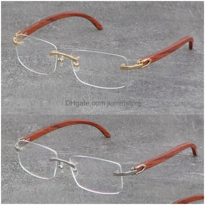 Sunglasses Frames Quality White Inside Black  Horn Frame Man Woman Optical Original Wood Eyeglasses 18K Gold Glasses Rimless 82 Dhnja