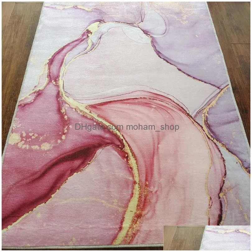 star pink gold oil painting abstract carpet girls room romantic purple 3d rugs bedroom beside balcony rug hall mat 220301
