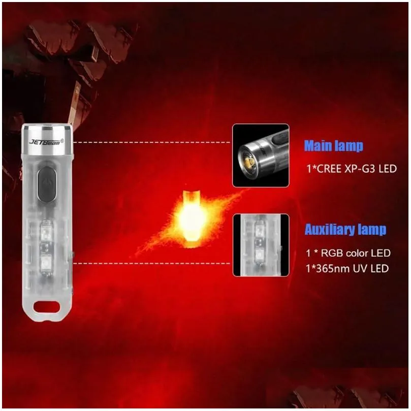 Flashlights Torches Flashlights Torches Jetbeam Waterproof Cam Torch 500Lm Xpg3Addrgbadd365Nm Uv Led Pocket Rechargeable Working Drop Dhnk5