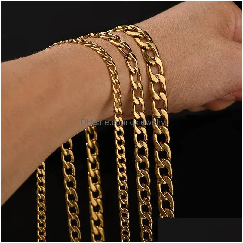 Chains 316L Stainless Steel Hip Hop Sier 18K Gold Fashion Big Thick Wide Men039S Nk Link Chain Cuba Punk Gothic Necklace Jewelry M4360 Dhu04