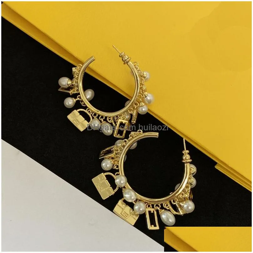 women designer ear studs gold silver luxury brand letter peal hoop earrings simple style jewelry big circle g earring for lady party