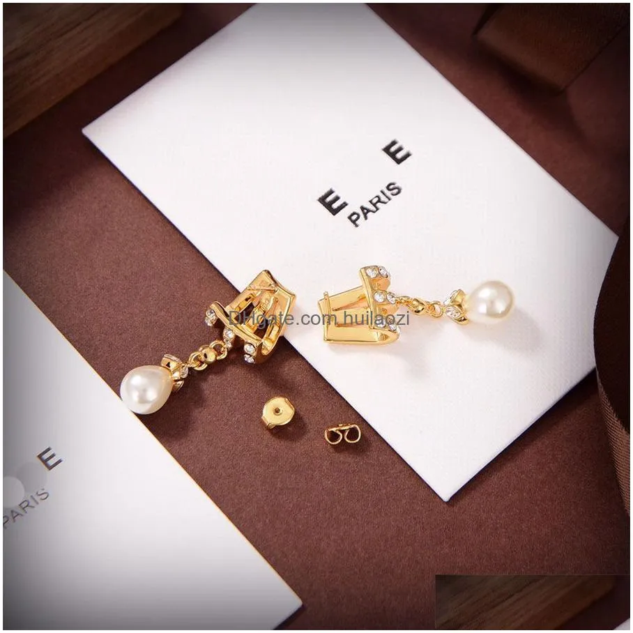 fashion ce letter earrings womens premiun designer women earring luxury jewelry stud ear ring pendant pearl diamonds nice line letter