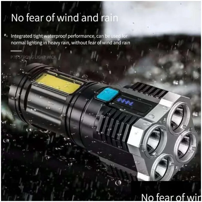 Flashlights Torches Flashlights Torches Led High Lumens Usb Rechargeable Handheld Ipx5 Waterproof Cam Outdoor Emergency Drop Delivery Dhatz