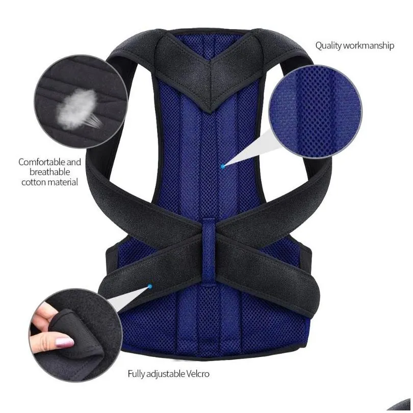 Waist Support Waist Support Men Back Posture Corrector Adjustable Correction Belt Trainer Shoder Lumbar Brace Spine Vest Drop Delivery Dhjqp