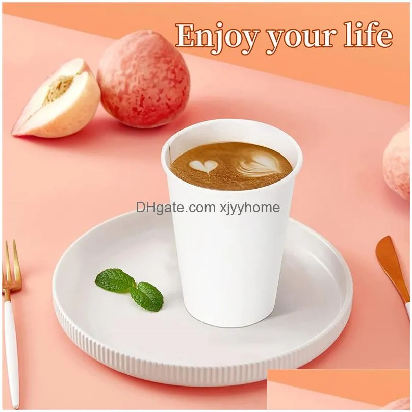 Disposable Cups & Straws Disposable White Paper Cups Beverage Drinking Coffee Tea Milk Cup Drink Accessories Drop Delivery Home Garden Dhipu