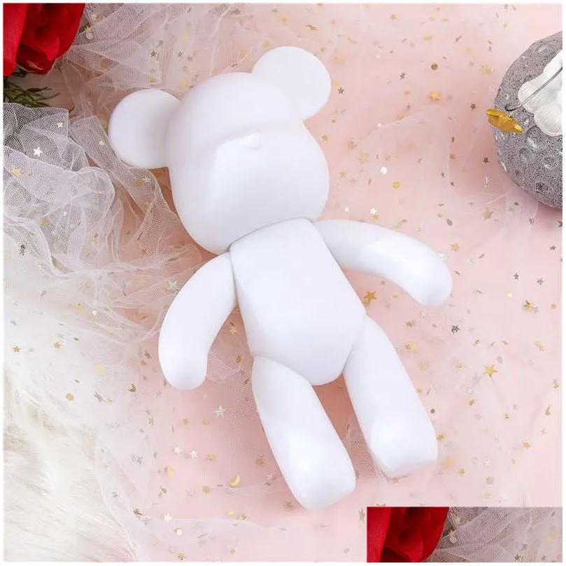 Novelty Games 7/18/23/33cm Fluid Bear White Mold Handmade Diy Graffiti Bearbrick Statue Manual Parent-child Toys Violent Bear Sculpture Decor