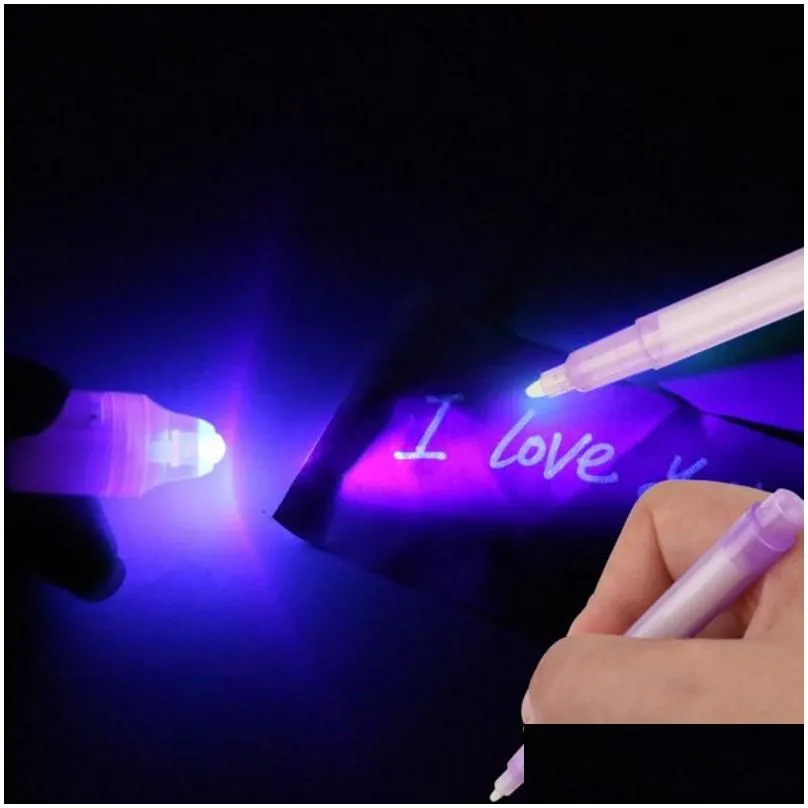 Flashlights Torches Flashlights Torches 2022 5Pcs/Set Mti-Function Invisible Ink Pen Uv Penlight Mini Led Black Light With Batteries D Dhgit