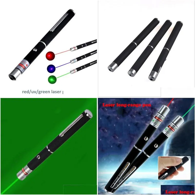 Flashlights Torches Flashlights Torches Portable 5Mw 630Nm Red Laser 405 Uv Pen Pointer 3 Colors Band Powerf Military Light Profession Dhjwv