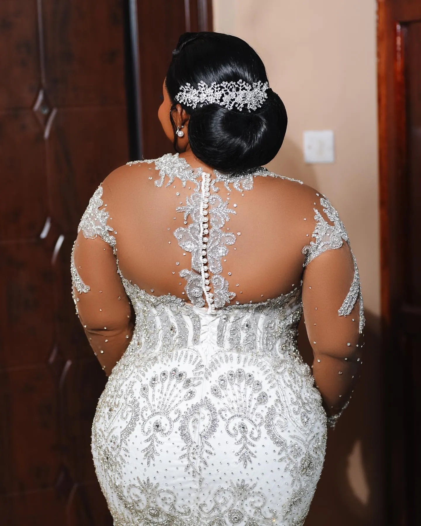 2024 Arabic Aso Ebi Plus Size White Mermaid Wedding Dress Beaded Crystals Sequined Lace Bridal Gowns Dresses ZJ440