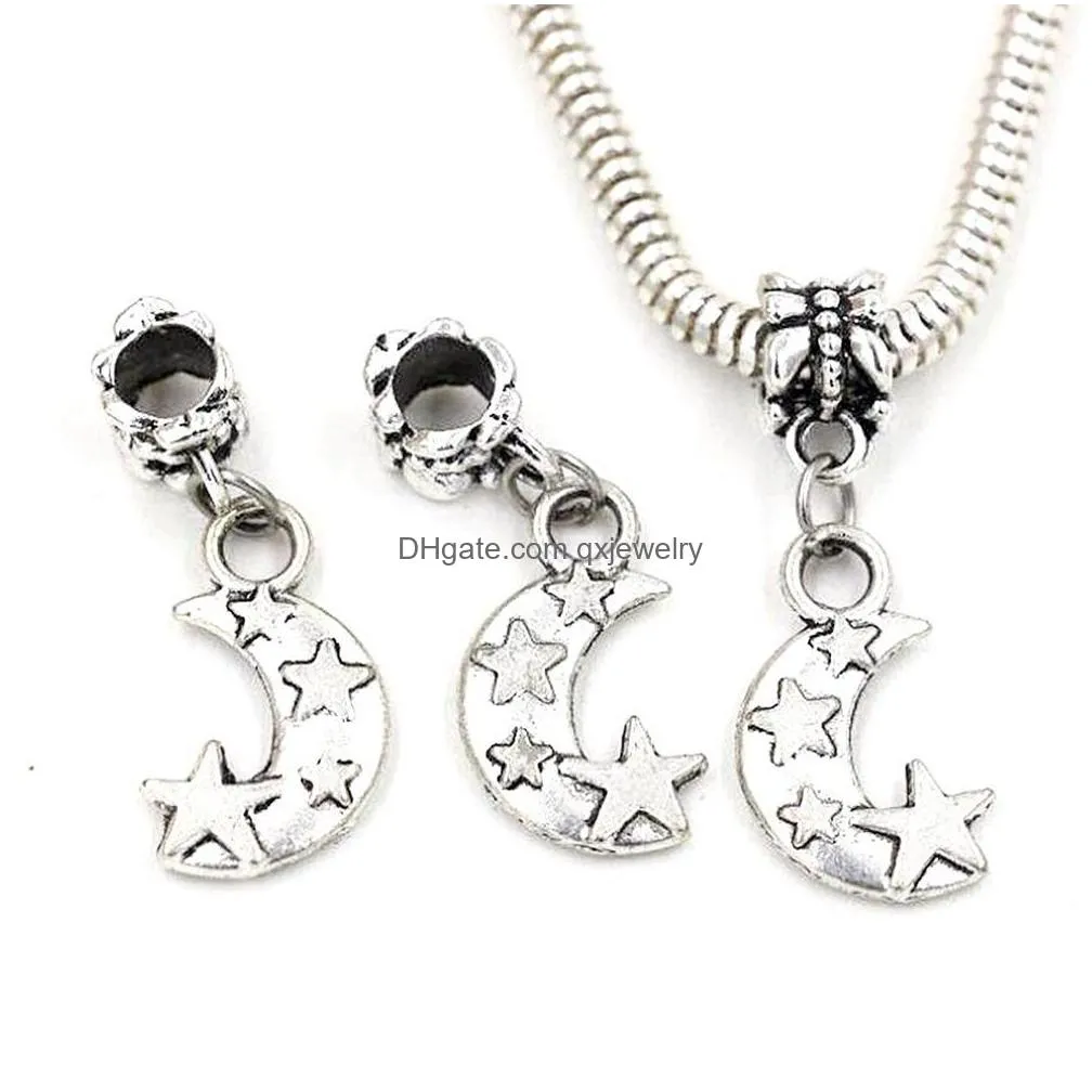 Charms 100Pcslot Dangle Moon Stars Charm Big Hole Beads For Jewelry Making Bracelet Necklace Findings 11X305Mm8379764 Drop Delivery Je Dhh7M