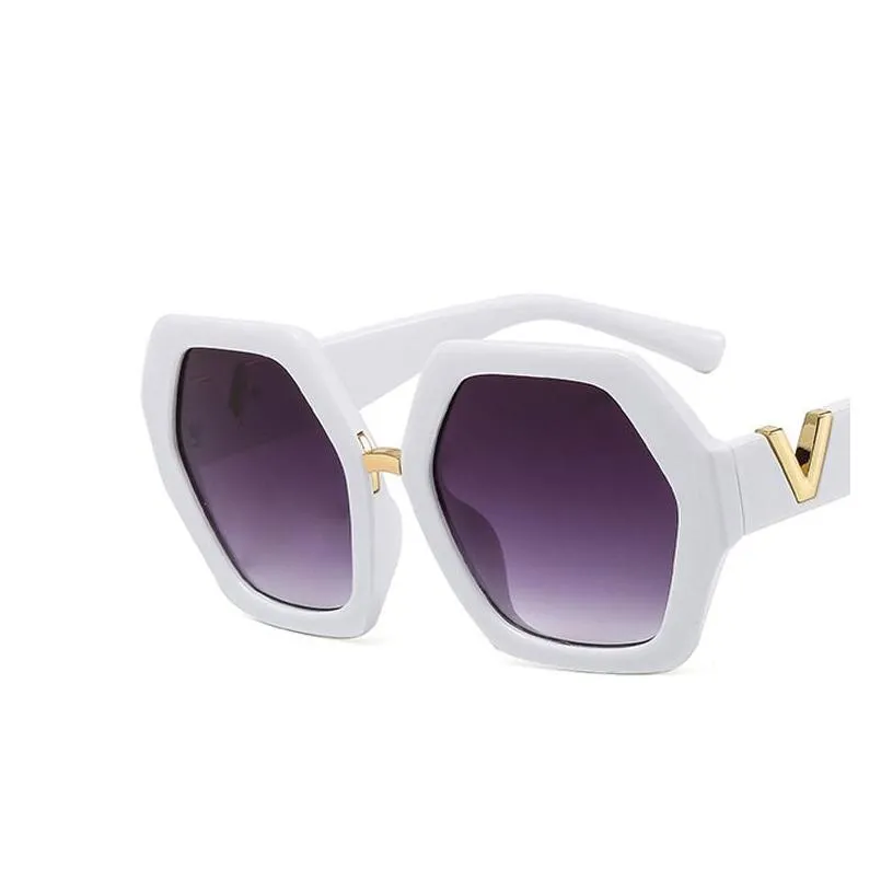trending polygon designer sunglasses fashion v frame eyeglasses outdoor party black white shades gradient lenses sun glasses for women girl beach