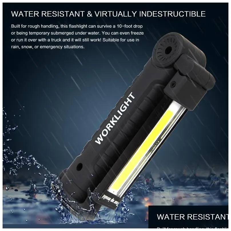 Flashlights Torches Flashlights Torches 15000Lm Tra Bright Work Light Cob Led Magnetic 5 Modes Usb Rechargeable Torch Lamp Waterproof Dh62S