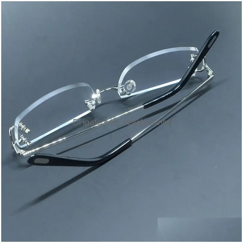 Sunglasses Frames Clear Wire C Eyeglasses Small Square Rimless Eye Glasses Frames Vintage Eyewear Spectacles Desinger Luxury Carter Op Dhc0G