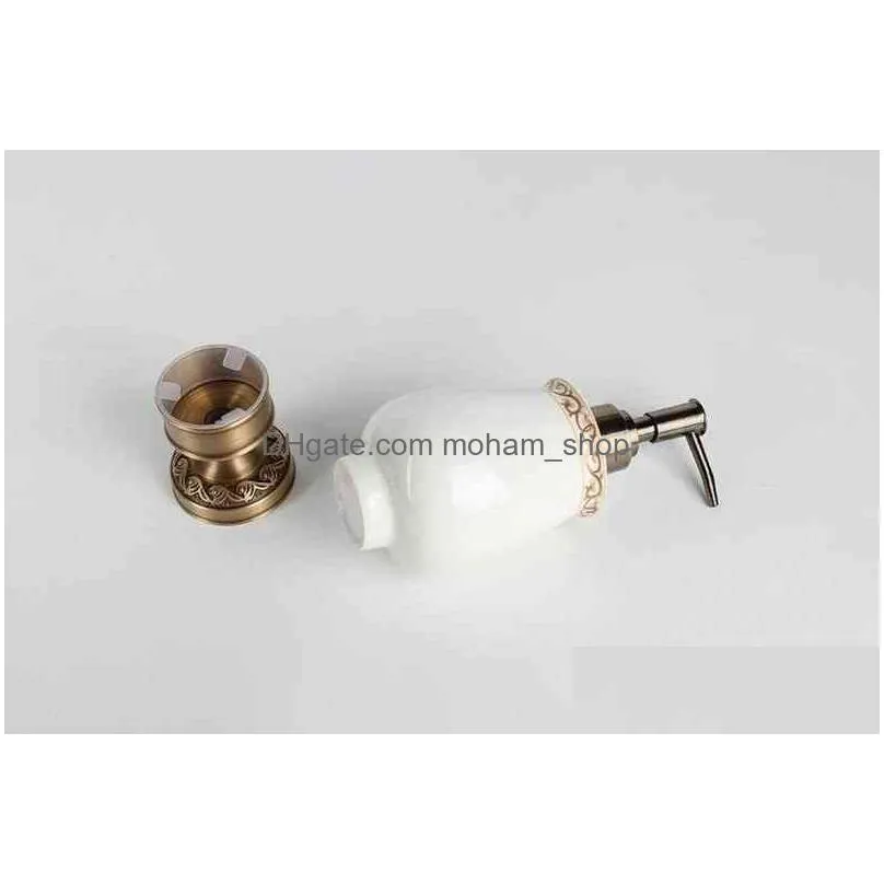 impeu desktop antique brass liquid soap dispenser el countertop collection / ceramic material wall mounted holder 211206