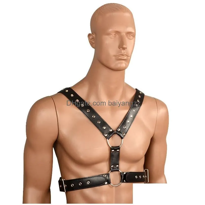 catsuit costumes cool man simple leather double rivet i-shaped armor