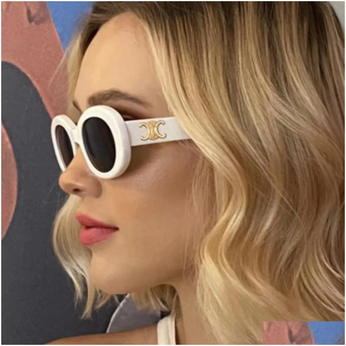 2023 oval frame sunglasses designer ladies style women vintage black white shades fashion eyewear outdoor s49