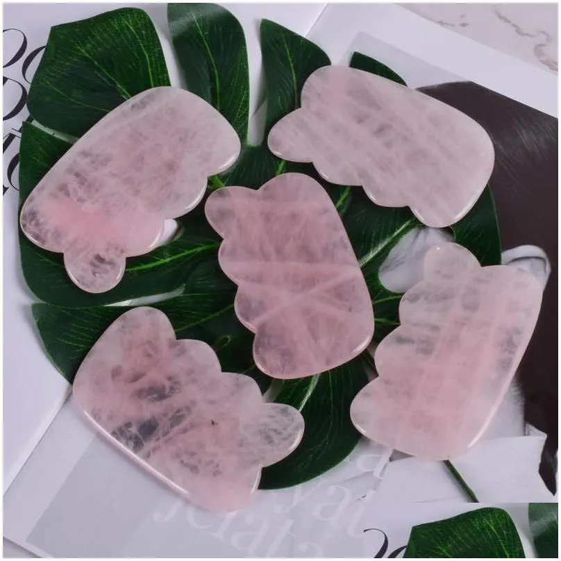 Massage Gun Mas Gun Gua Sha Tool 100% Natural Rose Quartz Stone China Traditional Facial Spa Acupuncture Scra Healing For Health Care Dha18