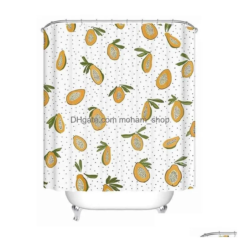 dunxdeco shower curtain bathroom waterproof cortinas modern  fruit papaya print polyester fabric ridea artistic decorating