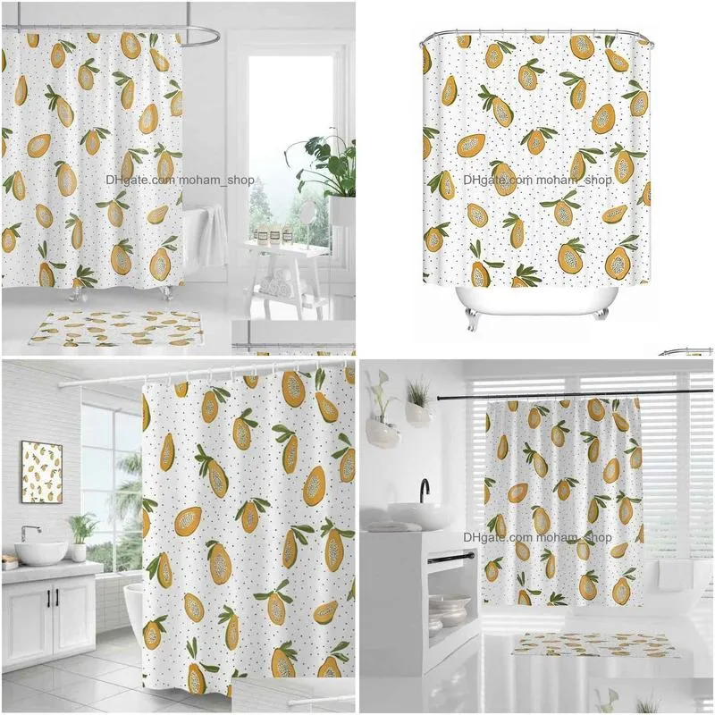 dunxdeco shower curtain bathroom waterproof cortinas modern  fruit papaya print polyester fabric ridea artistic decorating