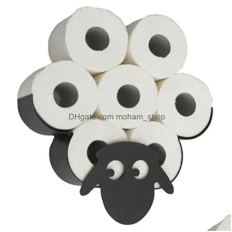 sheep decorative toilet roll holder paper wall mount bathroom iron storage -standing ornaments 210720