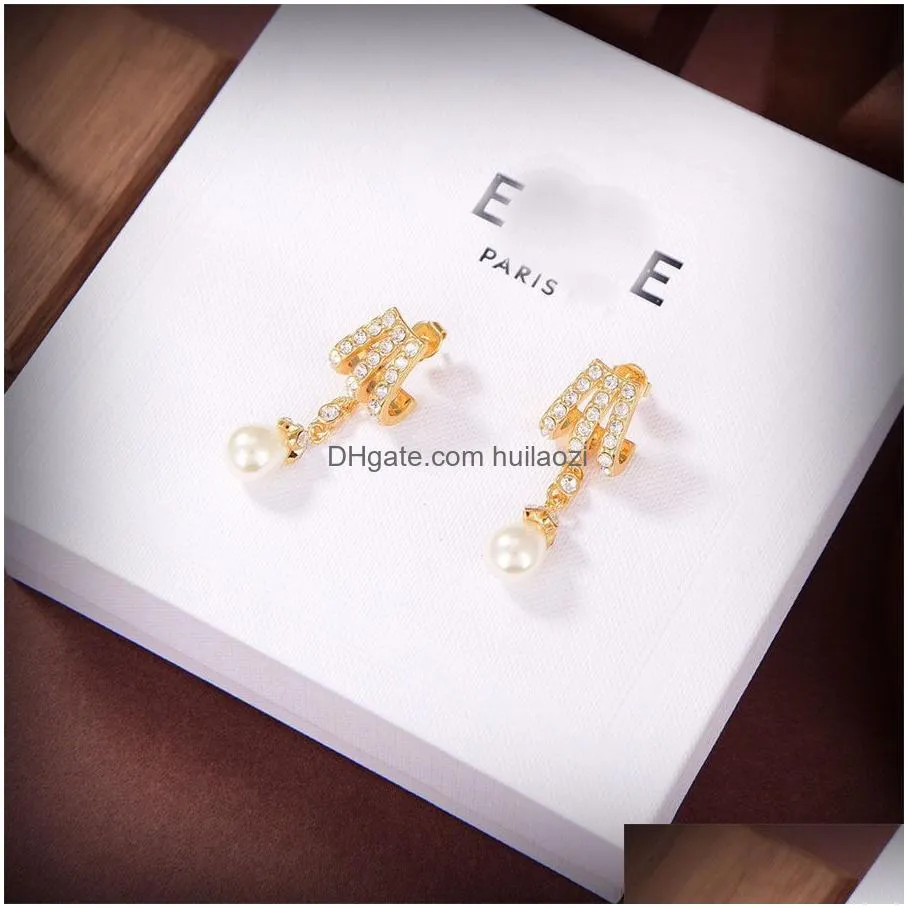 fashion ce letter earrings womens premiun designer women earring luxury jewelry stud ear ring pendant pearl diamonds nice line letter