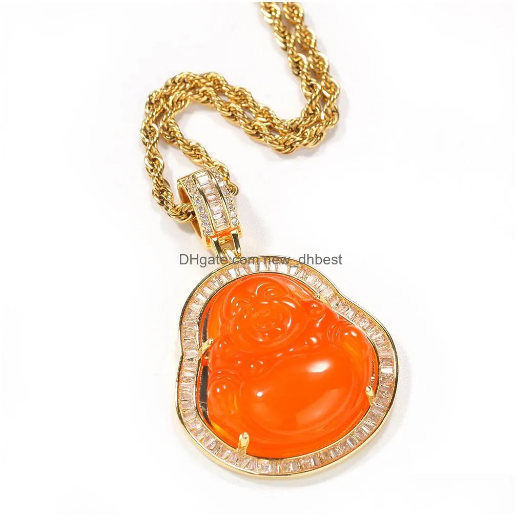 Pendant Necklaces Hip Hop Necklace Jewelry Chalcedony Maitreya Pendant High Quality Iced Out Buddha Gold Sier Necklaces Drop Delivery Dh8Lb