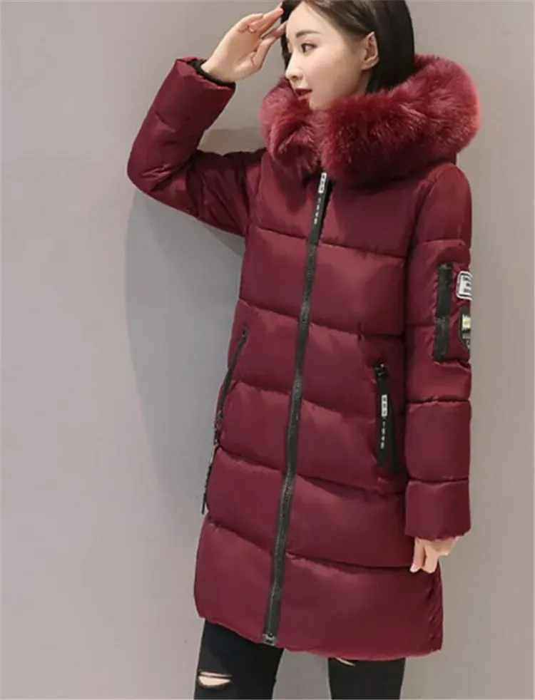 New Long Parkas With Hooded Female Women Winter Coat Thick Down Cotton Pockets Jacket Womens Outwear Parkas Plus Size XXXL