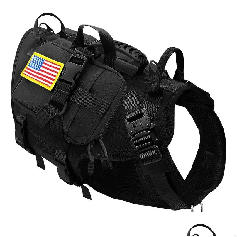 Tactical Dog Harness Military No Pull Pet Harness Vest For Medium Large Dogs Training Hiking Molle Dog Harness With Pouches 220815