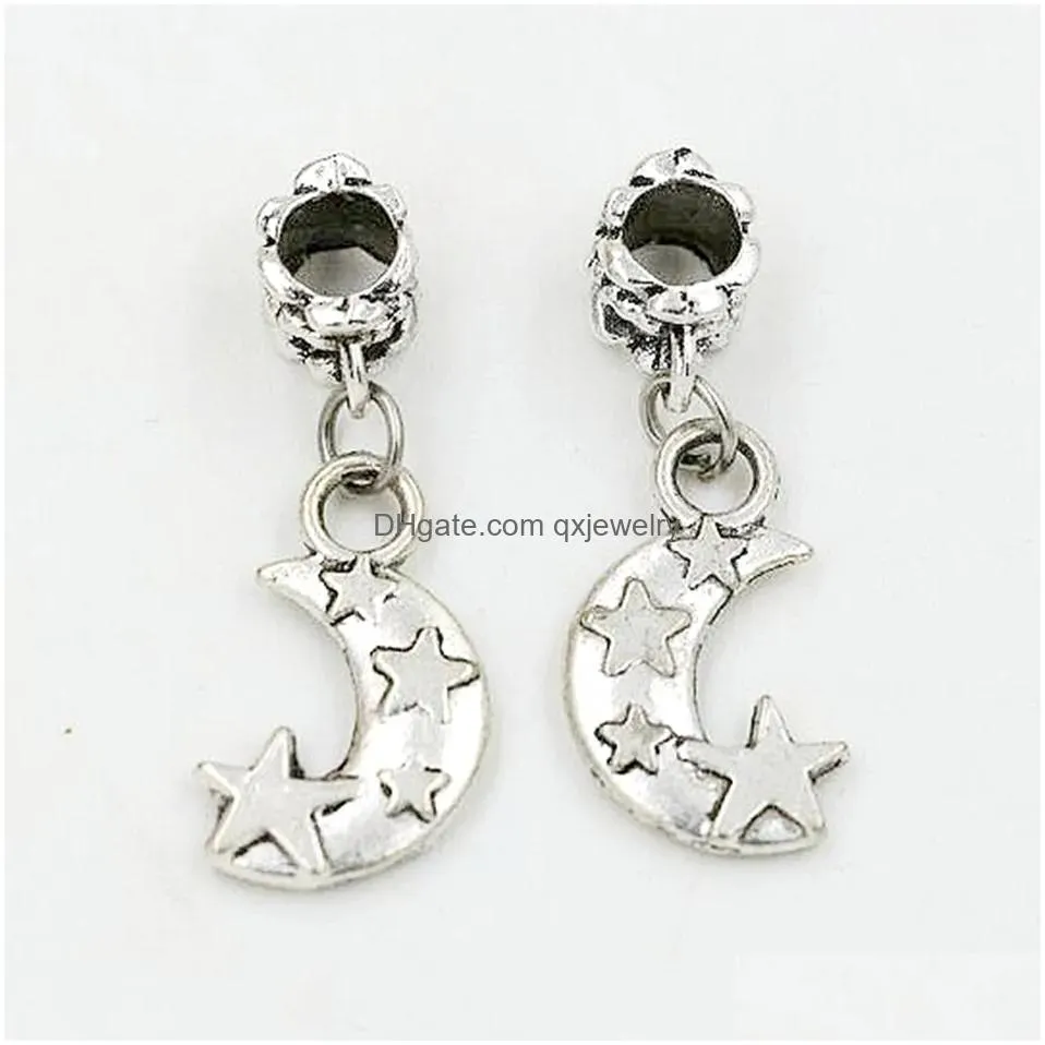 Charms 100Pcslot Dangle Moon Stars Charm Big Hole Beads For Jewelry Making Bracelet Necklace Findings 11X305Mm8379764 Drop Delivery Je Dhh7M