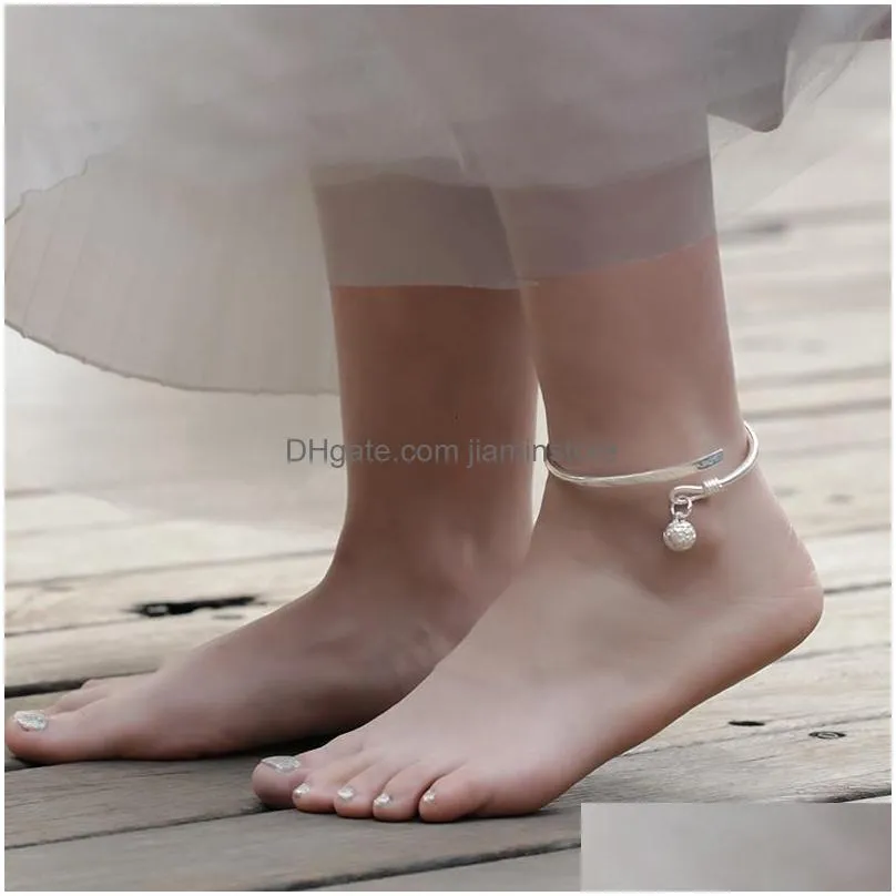 Anklets Anklets Anklet Female Handmade Adjustable Sier Bell Ring Literary And Ancient Style Little Girl Jewelry Accessories Drop Deliv Dhls6