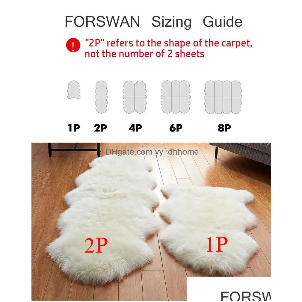 carpet soft faux fur sheepskin rug fluffy chair cover long hair childrens bedroom mat plush wool hairy carpet pad seat area furry rugs