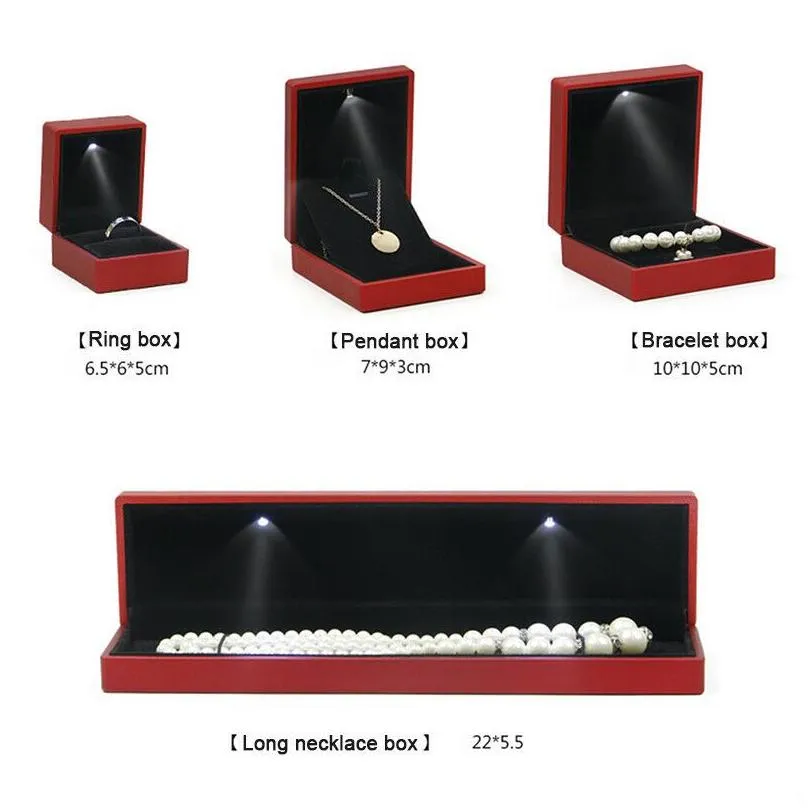 jewelry necklace bracelet ring box case holder gift with led lighted gift box wedding box accessories whosales