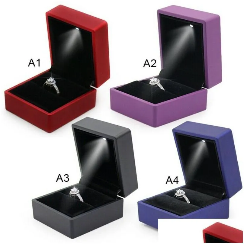 led lighted ring box earring ring wedding gift package jewelry display packaging lights jewelry creatived case holder