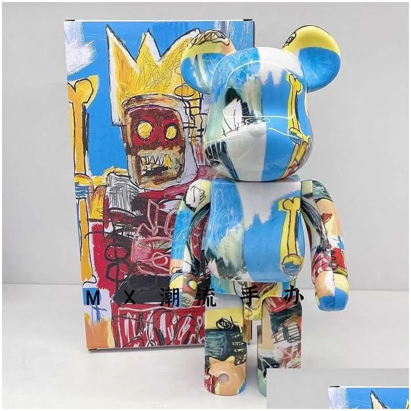 Novelty Games 5 Style Bearbricks 400% Figures Model Basquiat Bear Brickes And Cyberpunk Daft Punk Joint Bright Face Violence Bear Collection