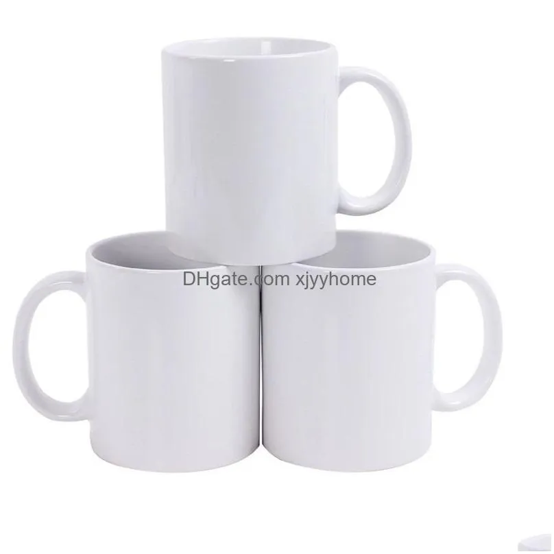 Mugs 11Oz Sublmation Mugs Blank Sublimaton Coffee With Large Handle White Coated Ceramic Cup Gift Box Drop Delivery Home Garden Kitche Dhqhd