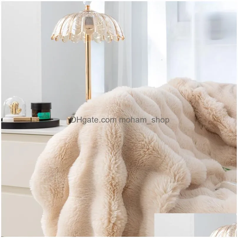 blankets imitation rabbit fur plush blanket winter warmth super comfortable bed luxury warm sofa cover high quality throw 231011