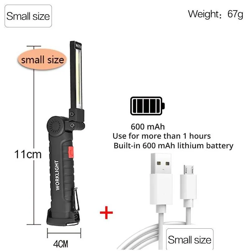 Flashlights Torches Flashlights Torches 15000Lm Tra Bright Work Light Cob Led Magnetic 5 Modes Usb Rechargeable Torch Lamp Waterproof Dh62S