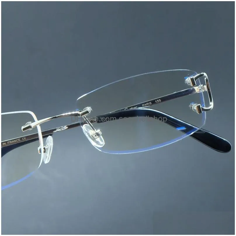 Sunglasses Frames Clear Wire C Eyeglasses Small Square Rimless Eye Glasses Frames Vintage Eyewear Spectacles Desinger Luxury Carter Op Dhc0G