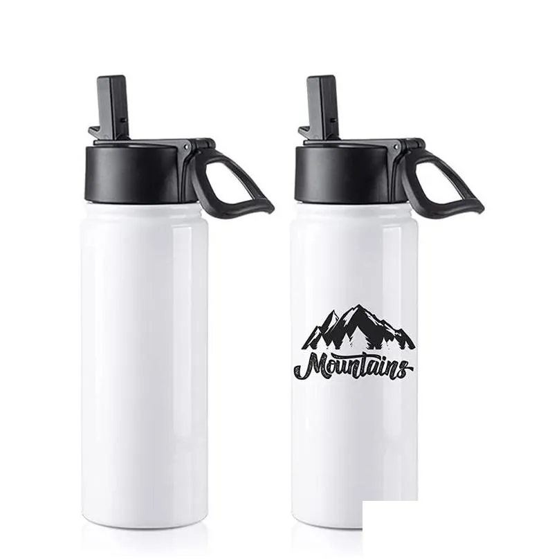Sublimation Blanks Sublimation Blank Tumbler Stainless Steel 18 25 32 Oz Water Bottle Vacuum Flask With St And Portable Handle Drop De Dh6Oz