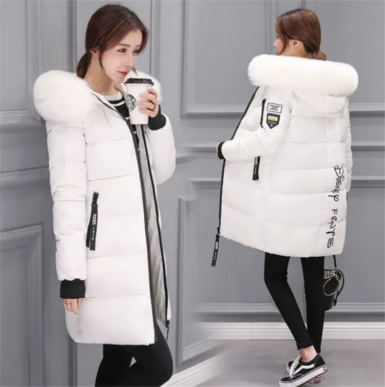 New Long Parkas With Hooded Female Women Winter Coat Thick Down Cotton Pockets Jacket Womens Outwear Parkas Plus Size XXXL