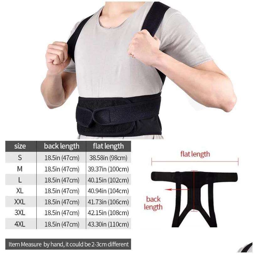 Waist Support Waist Support Men Back Posture Corrector Adjustable Correction Belt Trainer Shoder Lumbar Brace Spine Vest Drop Delivery Dhbjd