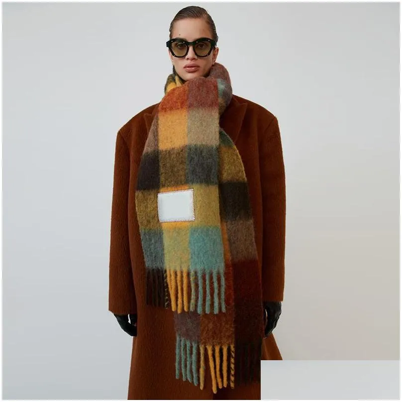 Designer Scarf Brand Cashmere Winter Scarf Scarves Blanket Women Type Colour Chequered Tassel Imitated aimeishopping