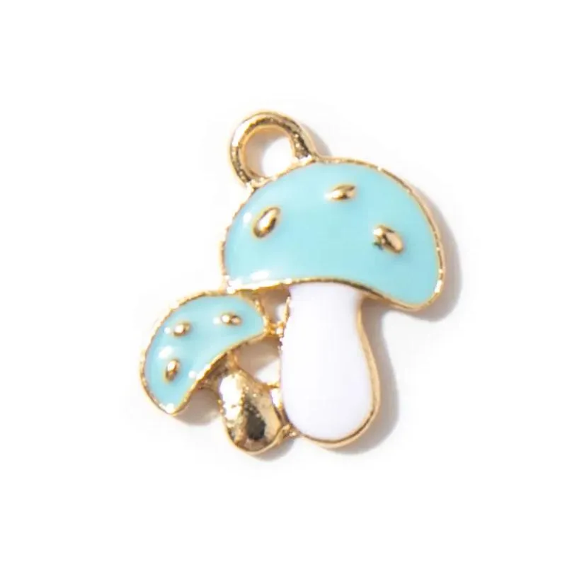 Charms Charms Mrhuang 10Pcs/Lot Cute Mushroom Enamel Fashion Jewelry Accessories Fit Bracelet Earring Diy Making Gold Drop Delivery Je Dhkmv