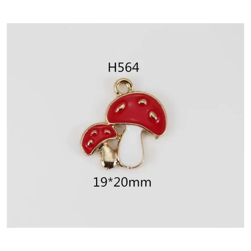 Charms Charms Mrhuang 10Pcs/Lot Cute Mushroom Enamel Fashion Jewelry Accessories Fit Bracelet Earring Diy Making Gold Drop Delivery Je Dhkmv