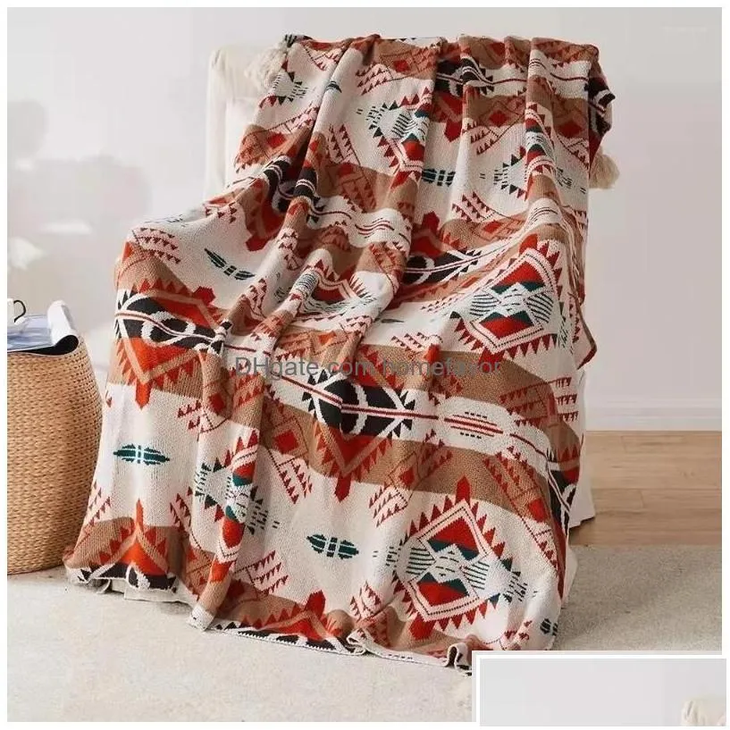 blankets plaid tassel knitted bohemian soft tapestry geometric nap blanket vintage home decor sofa er deken cobertor drop delivery gar